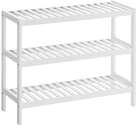 SONGMICS skohylde, m. 3 hylder - hvid bambus (70x26)